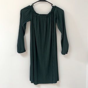 I Heart Clothing Off Shoulder Mini Pleated Dress